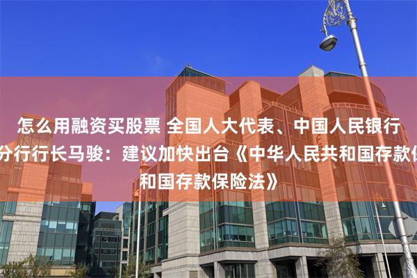 怎么用融资买股票 全国人大代表、中国人民银行安徽省分行行长马骏：建议加快出台《中华人民共和国存款保险法》